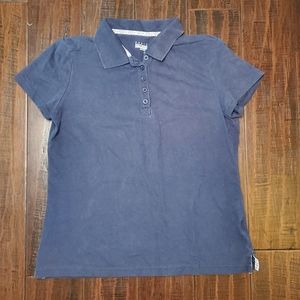 Basic Editions Blue Polo Top sz Medium